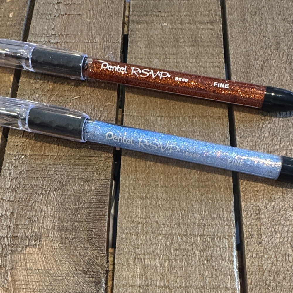 Pentel RSVP Glitter Gel Pens - Copper and Light Blue
